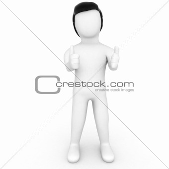 YES- 3d Character with Thumbs up