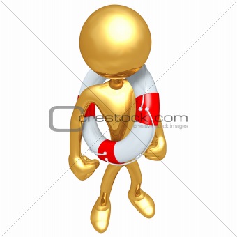 Gold Guy With Lifebuoy