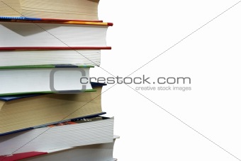 Stack of different books isolated on the wgite background. Clipping path.