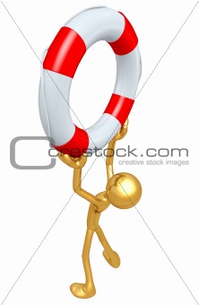 Gold Guy With Life Preserver Concept