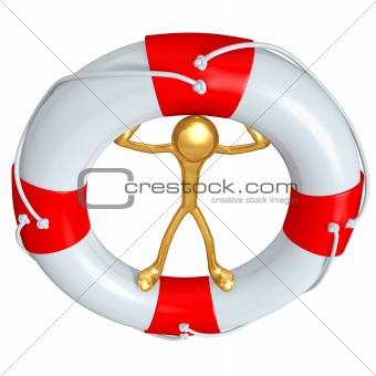 Gold Guy With Life Preserver Concept