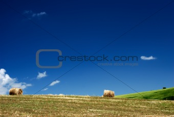 Field with 2 hay bales