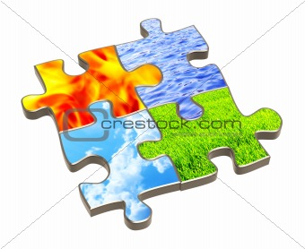 Puzzle with four elements of nature