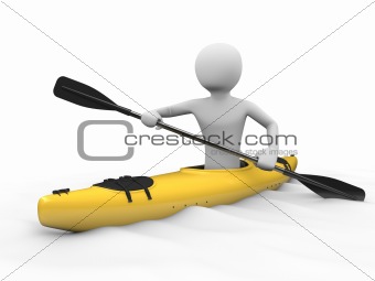 Kayaking, rafting: man in yellow kayak