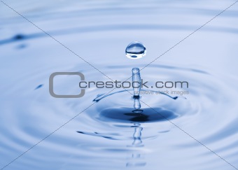 Beautiful water drop falling into water