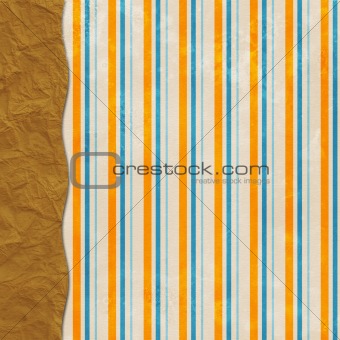 Layered striped background with brown paper sack border