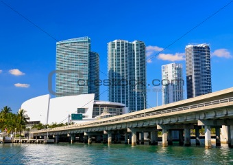 The high-rise buildings in downtown Miami 
