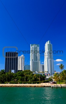 The high-rise buildings in downtown Miami 