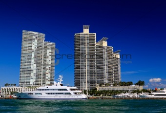 The high-rise buildings in Miami Beach
