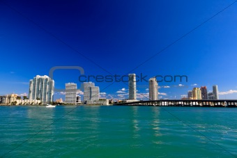 The high-rise buildings in Miami Beach