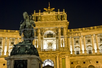The place of heroes, Hofburg castle, by night