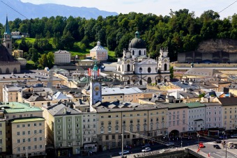 The aerial view of Salzburg City, Austria 