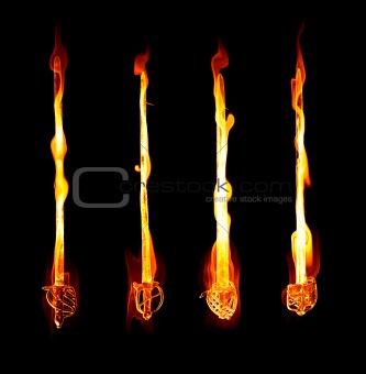 flaming fiery swords