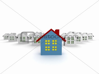 blue outstanding 3d houses isolated