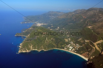 Aerial view on the village of Parga 