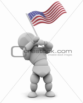 man with american flag