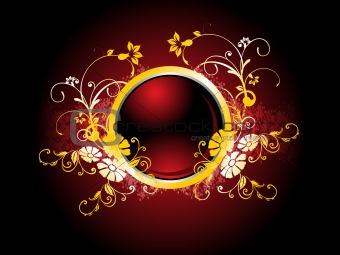 red background with floral frame