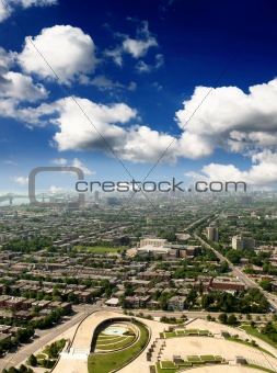 The aerial view of  Montreal City