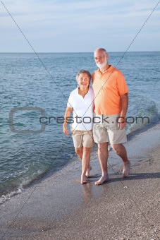 Seniors Stroll on Beach