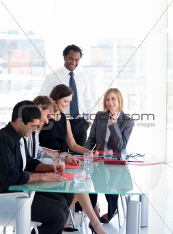 Business people working in a meeting