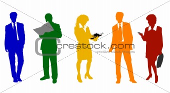 Business People Silhouettes Colors