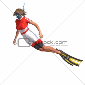 female diver with snorkel