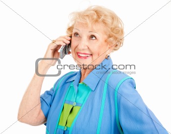 Cheerful Senior Woman on Cellphone