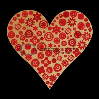 Heart made with different cogwheels