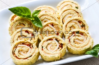 Mini sandwich spiral roll appetizers