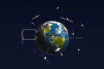 Satelite and earth
