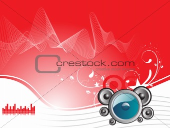 party design with speaker and floral grunge background, wallpaper