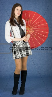 Young woman with the Japanese umbrella in a hands