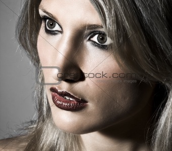 Closeup Portrait Of A Sensual Blond Woman