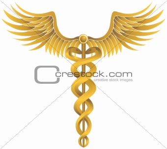 Caduceus Medical Symbol - Gold
