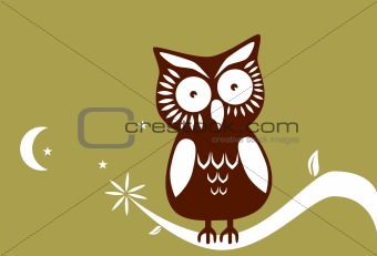 Golden Night Owl Background