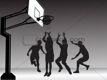 basketball player team silhouette, illustration