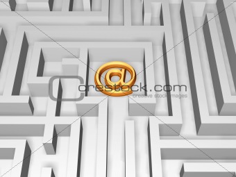 e-mail simbol in labyrinth