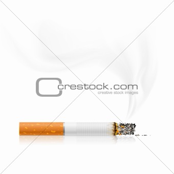 smouldering cigarette with a smoke