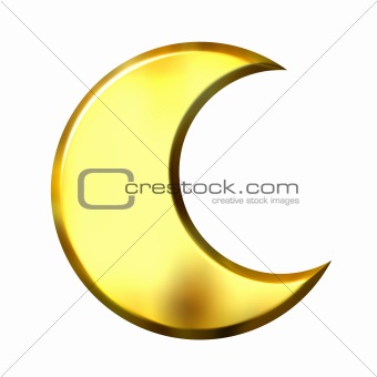 3D Golden Crescent Moon