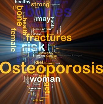 Osteoperosis word cloud glowing