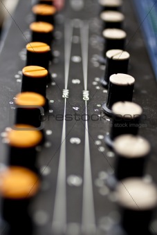 Sound mixer, closeup of the knobs