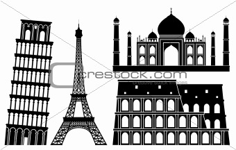 Illustrations of world's famous places (set 1).