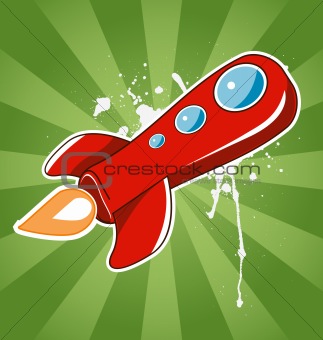 vector illustration of flying the red rocket
