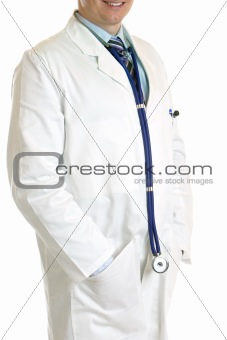 Standing medic with stethoscope and uniform