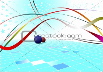 Abstract blue wave background with stars. Vector illustration