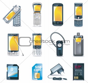 Vector mobile phones icon set