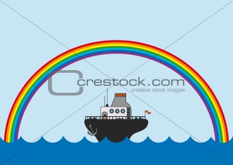 background with the rainbow and little steamboat