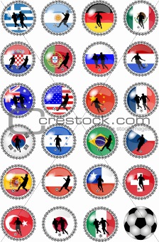 big set of soccer buttons - national teams
