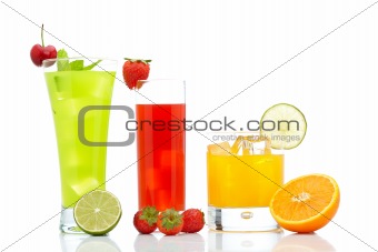 Strawberry, orange and kiwi juice