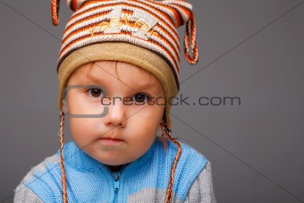 Portrait of a serious little boy